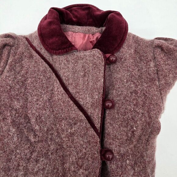 Vintage Rothchild Girls Wool Coat W Velvet Collar & Button Details made in USA - Picture 9 of 12